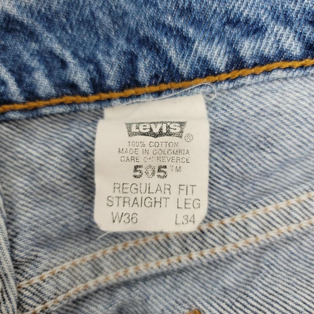 90s Levis 505 Mens Orange Tab Regular Fit Straight Leg Blue Denim Jeans 36x33 - Picture 11 of 12
